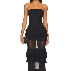 Superdown Black Strapless Maxi Dress